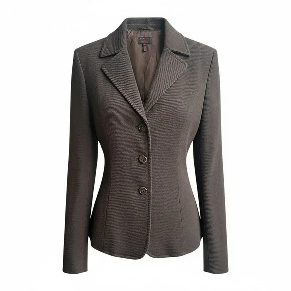 Escada Dark Brown Textured Blazer Jacket 38 - Picture 1 of 6